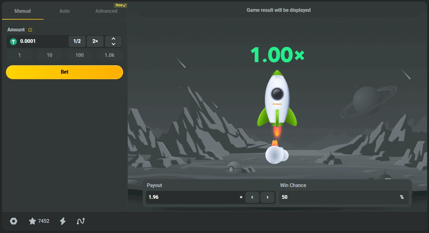 JB limbo game banner featuring rocket launch animation multiplier